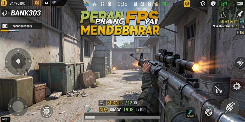 Screenshot permainan BANK303 yang menunjukkan aksi FPS intens.