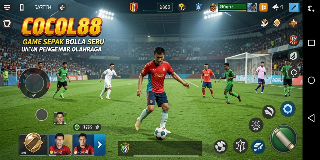 Screenshot utama COCOL88 menampilkan aksi seru dalam sepak bola.