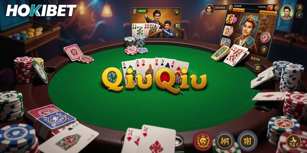 Tampilan gameplay seru HOKIBET dalam permainan QiuQiu.