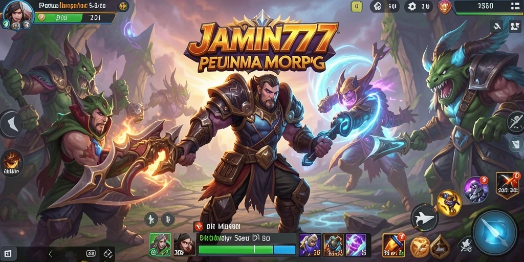 Screenshot utama JAMIN777 menampilkan aksi seru di dunia MMORPG.