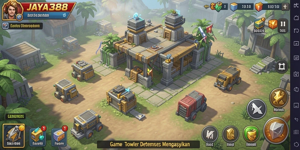 Tangkapan layar gameplay JAYA388 menampilkan pertahanan menara yang strategis.