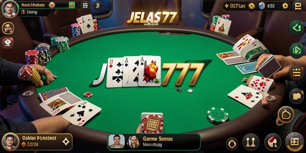 Screenshot gameplay JELAS777 menampilkan suasana permainan poker yang seru.