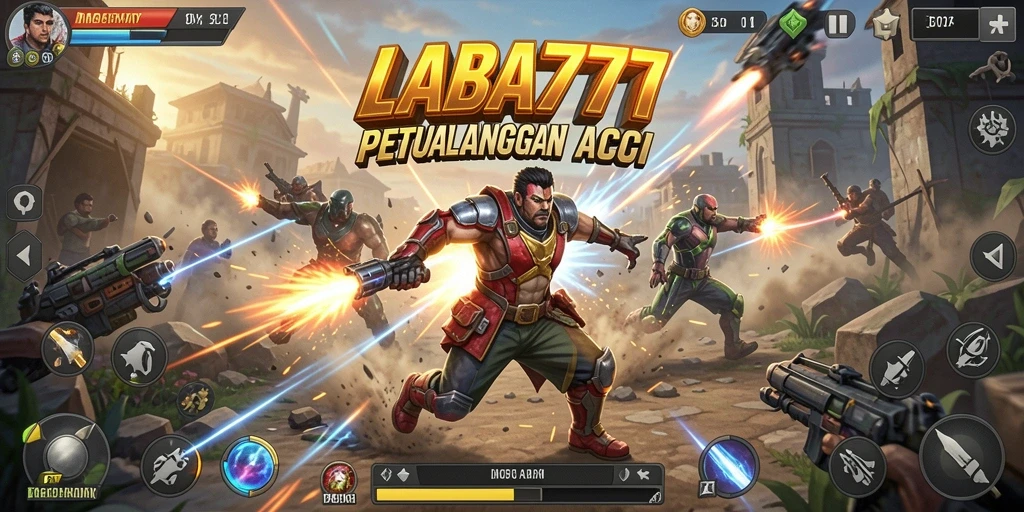 Tangkapan layar menunjukkan momen aksi mendebarkan dalam LABA777.