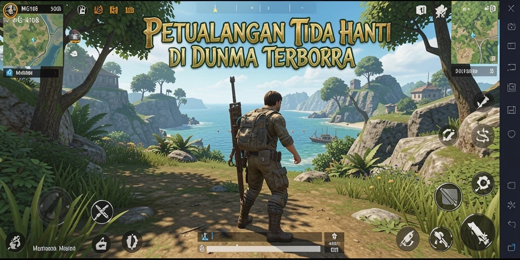 Screenshot gameplay MG108 yang menampilkan suasana dunia terbuka.