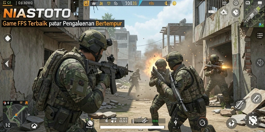 Gameplay NIASTOTO yang intens dan seru dalam pertempuran FPS.