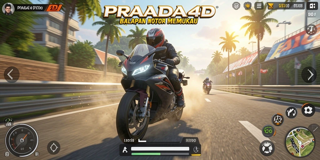 Gameplay PRADA4D yang penuh aksi balapan motor.