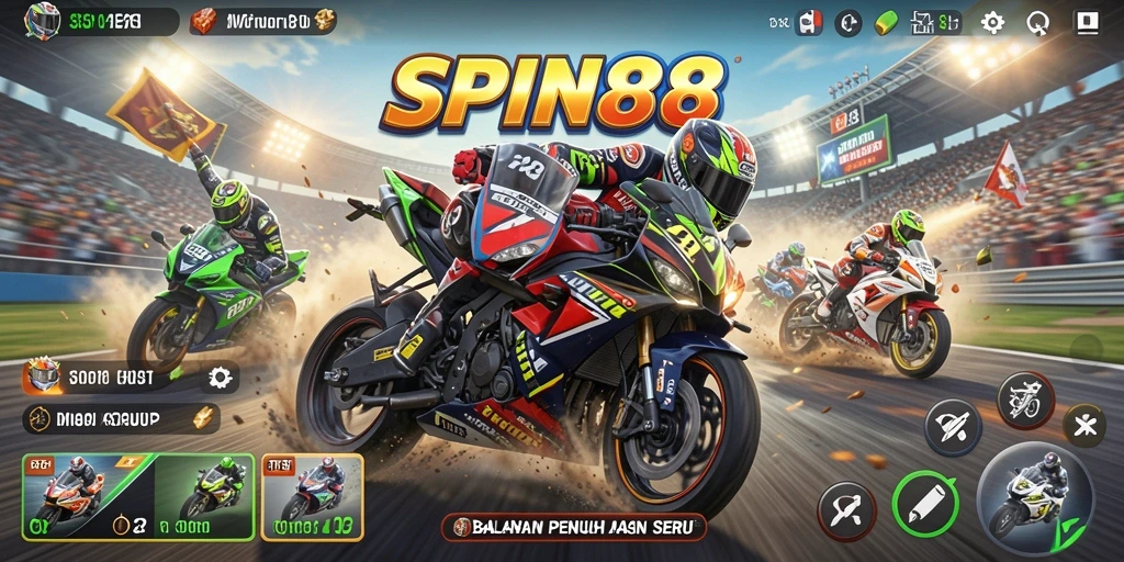 Gameplay SPIN88 yang seru dan penuh aksi balapan motor.
